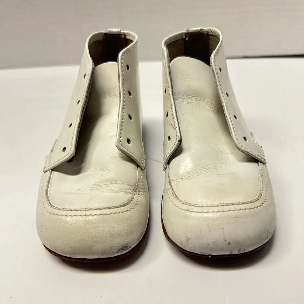Vintage Buster‎ Brown Baby Shoes Size 5 White Leather High Top Lace up